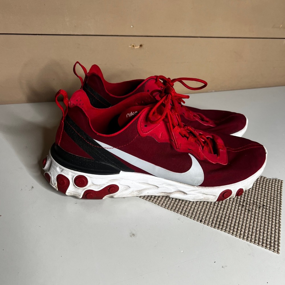 Nike React Element 55 Team Red White BQ6166-601 Mens 12 Running Shoes